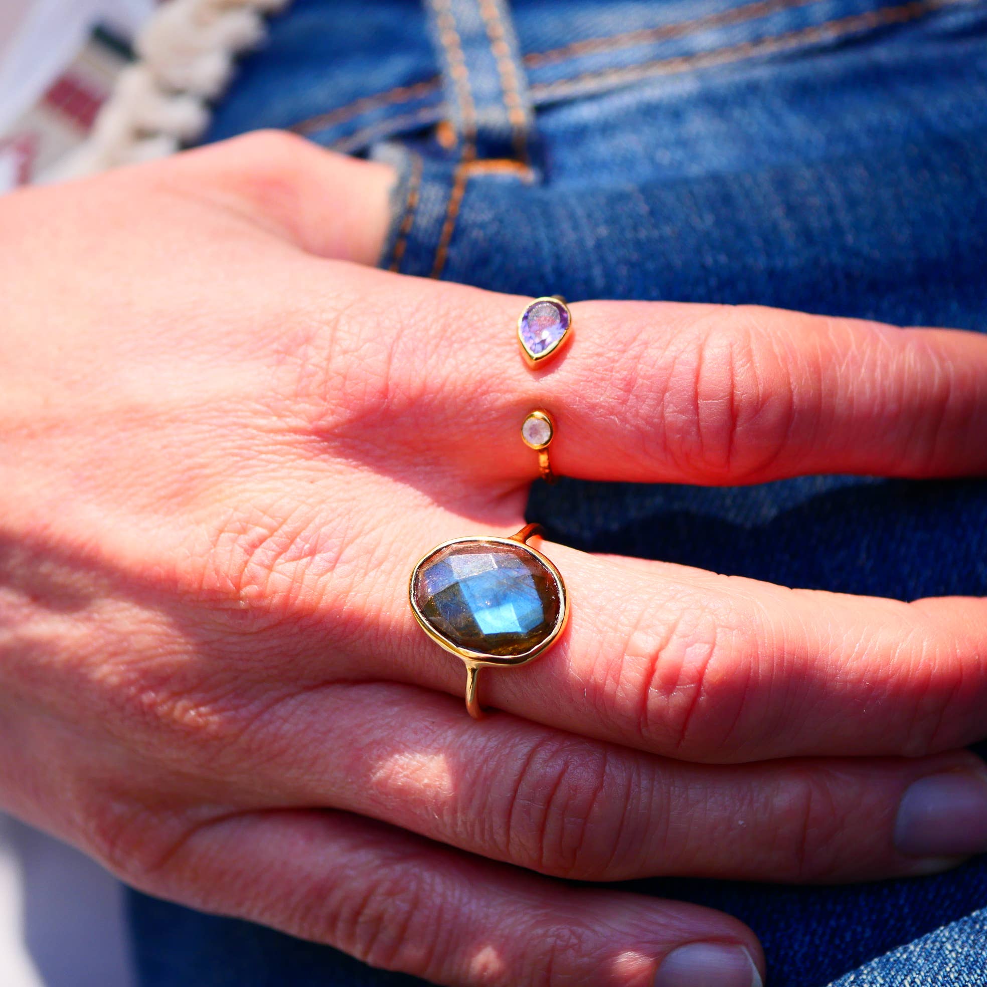 GINANDGER – Großhandel Mehrsteinige Ringe – MUKTI Ring - Labradorit - Schutz und Intuition1