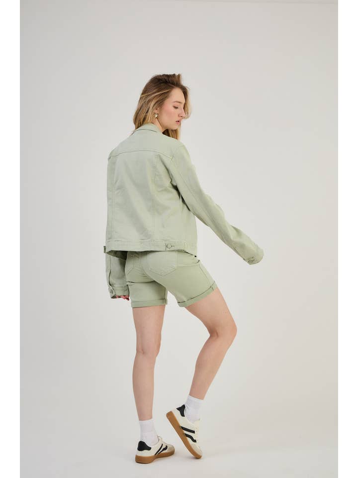 Light green Regular jacket in color (Stretch Cotton) "Romane" for wholesale on Faire