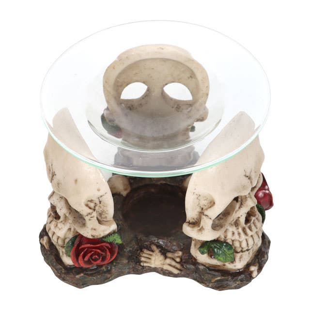 Something Different Wholesale - Wholesale Wax Warmer - Resin and Glass Skull Rose Oil Burner and Wax Warmer3