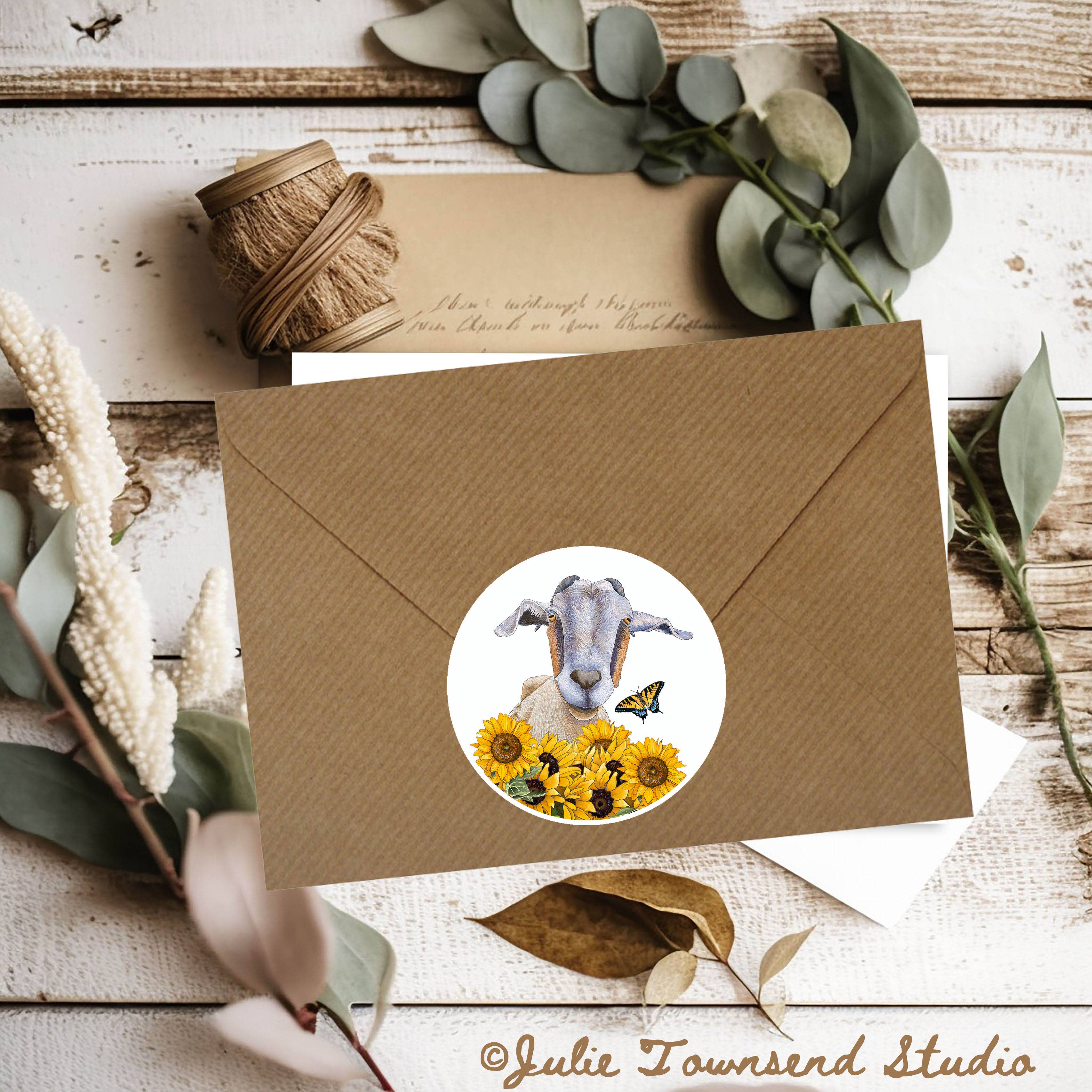 Julie Townsend Studio - Wholesale Sticker - Sticker - Goat in the Sunflowers - Waterproof Vinyl 2