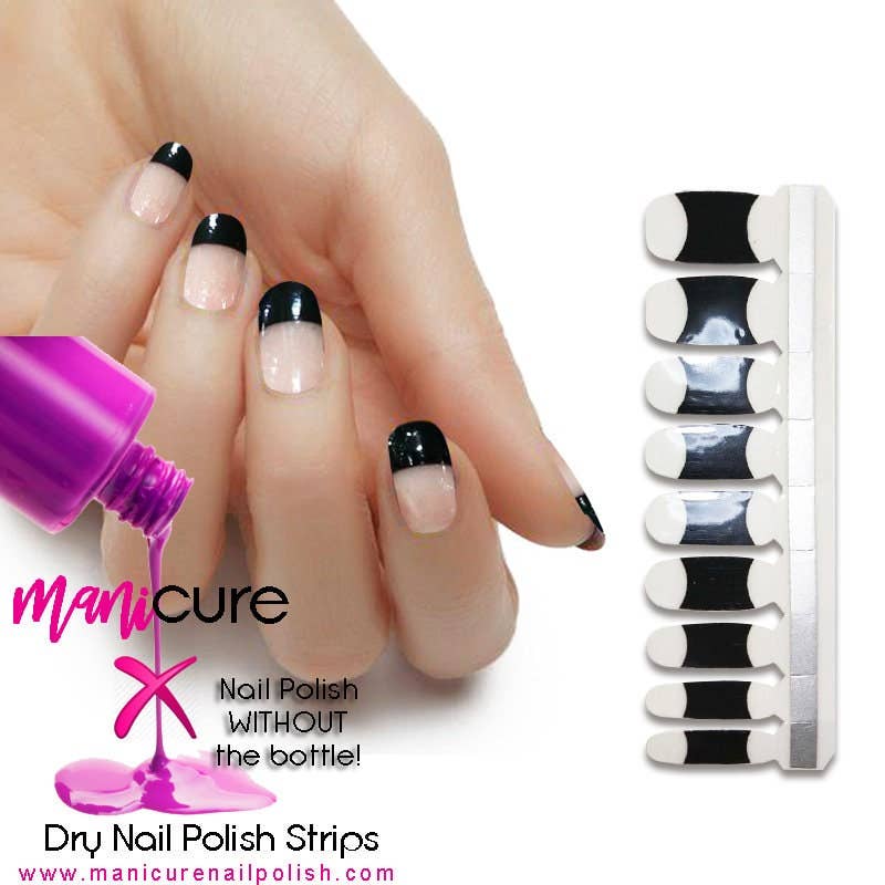 ManiCURE Nail Polish - Wholesale Nail Art/Decal - French Mani Black Design, ManiCURE  Real Nail Polish Strips, Dry Nail Polish, Nail Wraps, Stickers, Long Lasting, Non Toxic2