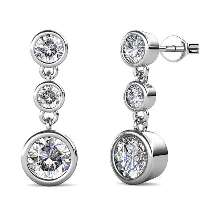 Brincos pendurados em ouro branco 18k Bailey com Swarovski por atacado de Cate & Chloe Jewelry