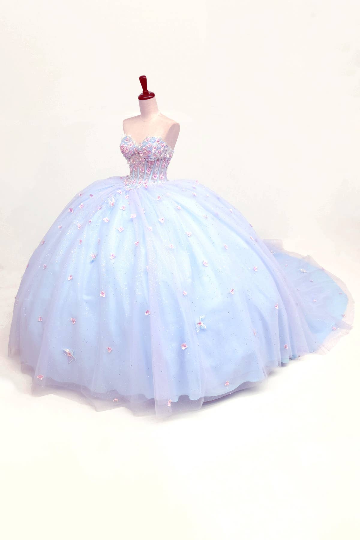 Bleu bébé/Lilas Robe de quinceañera bleu bébé avec fleurs lilas CHF3119 en vente sur Faire2