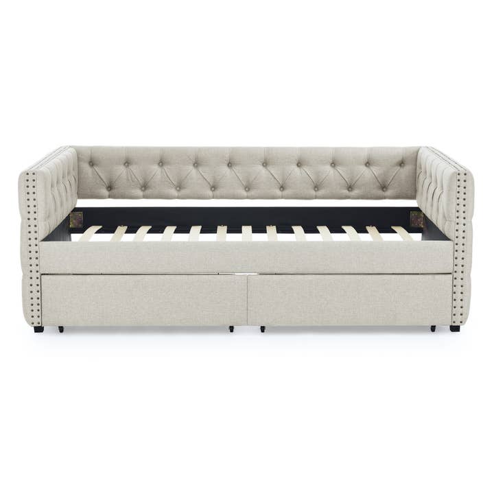 39F Inc. - Wholesale Bed - Upholstered Twin Size Daybed with Two Drawers with Button28
