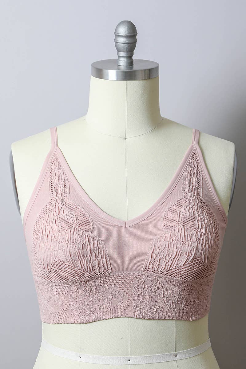 Leto Accessories - Wholesale Bralette - Women's - Chic Plus Size Textured Seamless Padded Brami13