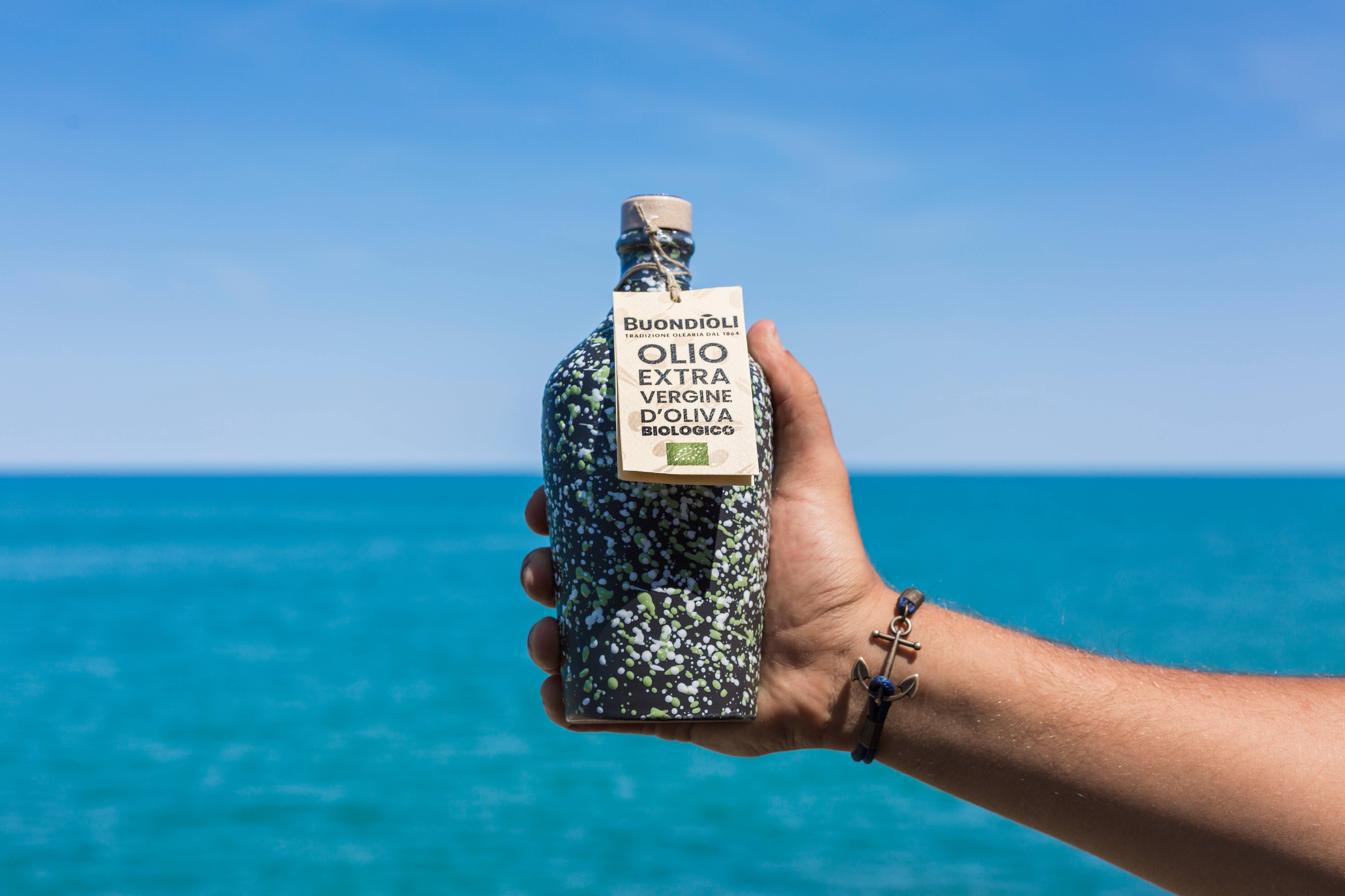 Azure Bocal artisanal en céramique bleue avec huile d'olive extra vierge bio 500 ml en vente sur Faire3