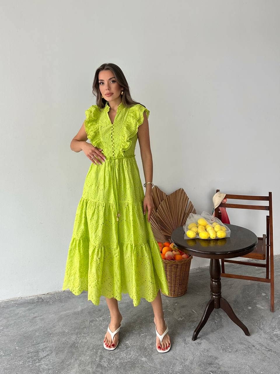 Design company-Fatma Balkir - Vente Robe – femme - Robe élégante en dentelle guipure jaune - robe vintage4