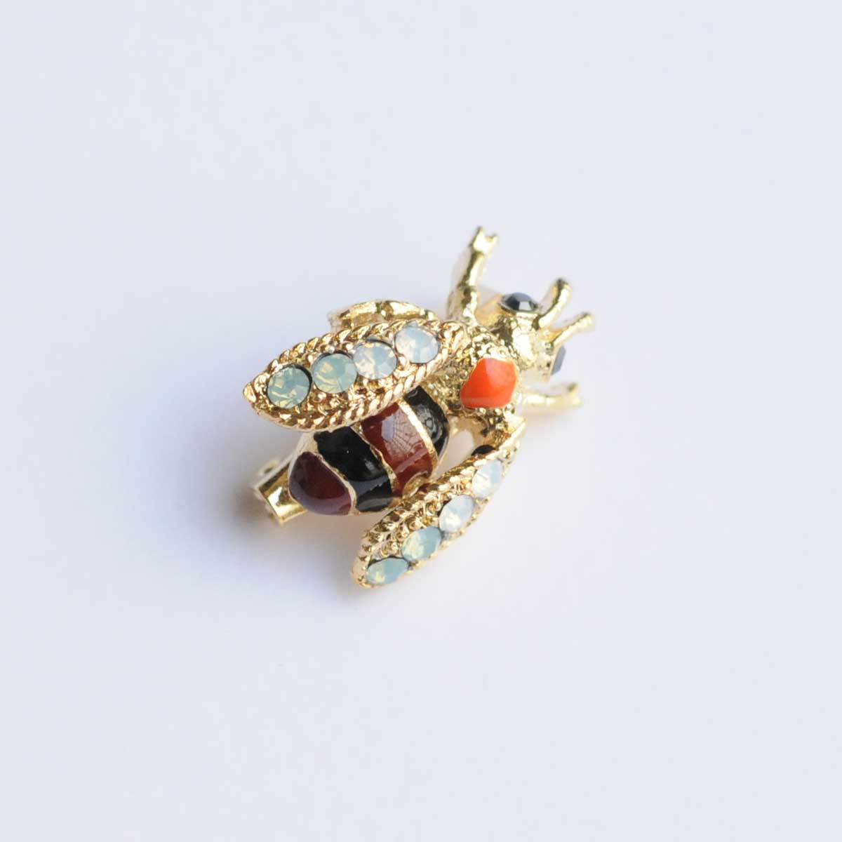 La Jungle des Gemmes - Wholesale Brooch - Minimalist Rhinestone Painted Brass Fantasy Bee Brooch