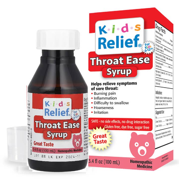 Kids Relief Throat Ease Syrup for Kids 0-12 Years, 3.4 oz for wholesale by homeolab International Inc