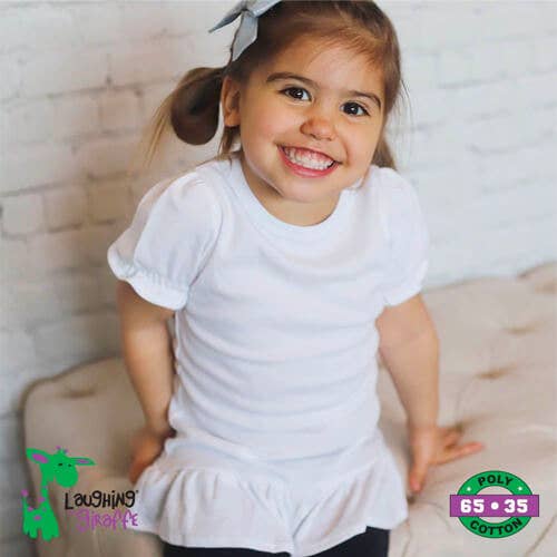 Laughing Giraffe - Wholesale T-Shirt - Kids - Girls Puff Sleeve Ruffle Peplum Top | Kids Blanks 6-PACK5