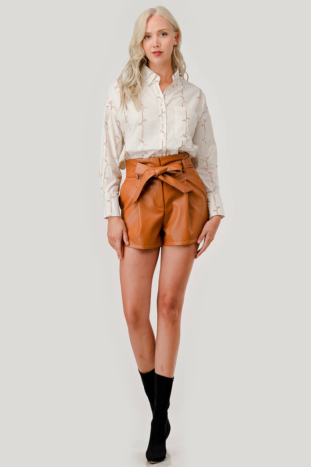 GeeGee x Lovelo - Wholesale Button Down Shirt - Women's - Ribbon Stripe Pattern Button-Up Shirt, OT5091822