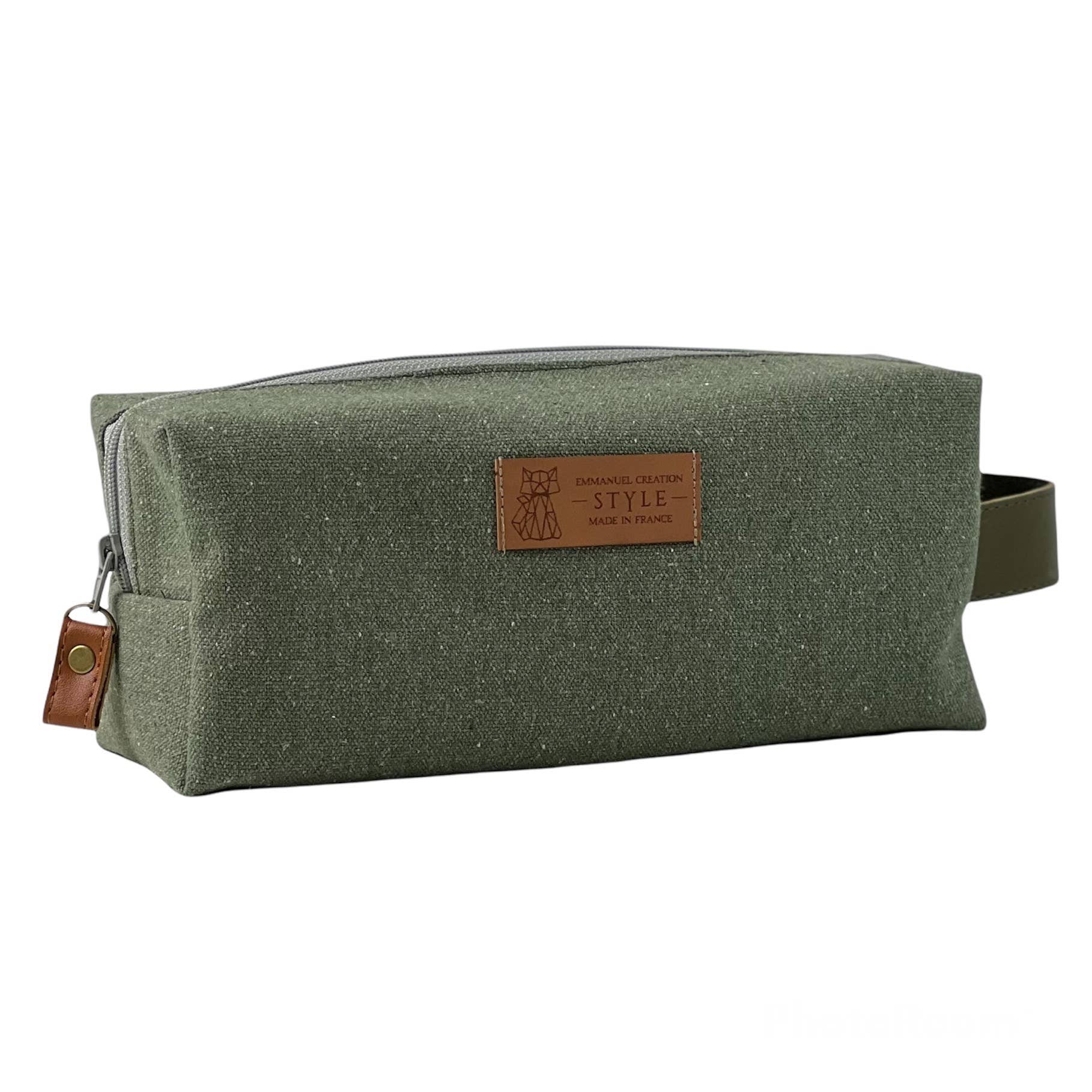 Emmanuel Création - Wholesale Toiletry Bag - Men's - Nomad case S, “Globe trotter” Vercors khaki2