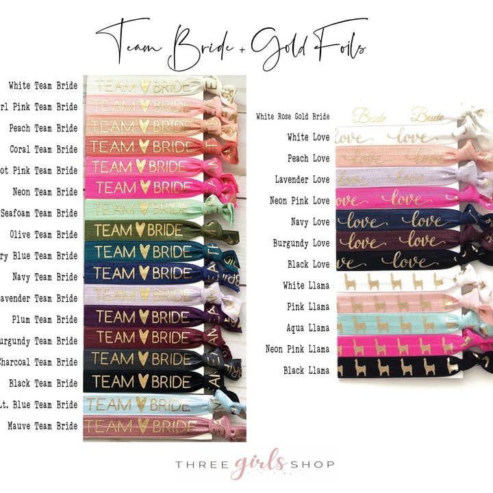 Three Girls Shop - Wholesale Hair Tie - Team Bride Bachelorette Party Favor | Hair Tie Favors, Gold Team Bride, Survival Kit , To Have and To Hold Your Hair Back, White Card4