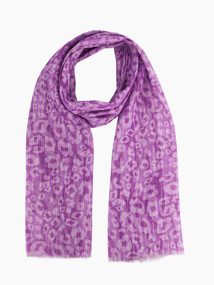 Mika Lightweight Scarf - Fuchsia, Leopard Print for wholesale by Sarta Accessories