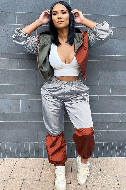 GRAY drawstring tracksuit set for wholesale on Faire