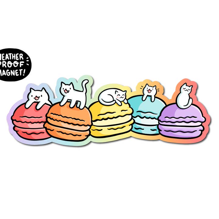 Rainbow Macaroon Cats Weatherproof Magnet for wholesale by Shop Emily M