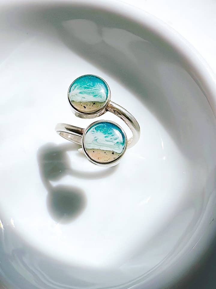 "Colliding Waves" Ocean Ring for wholesale by Northern Tides Studio