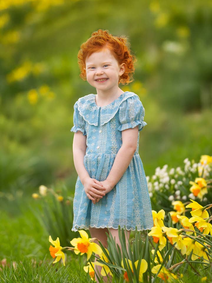Delicate Blue Short Sleeve Dress for wholesale by mabel + honey