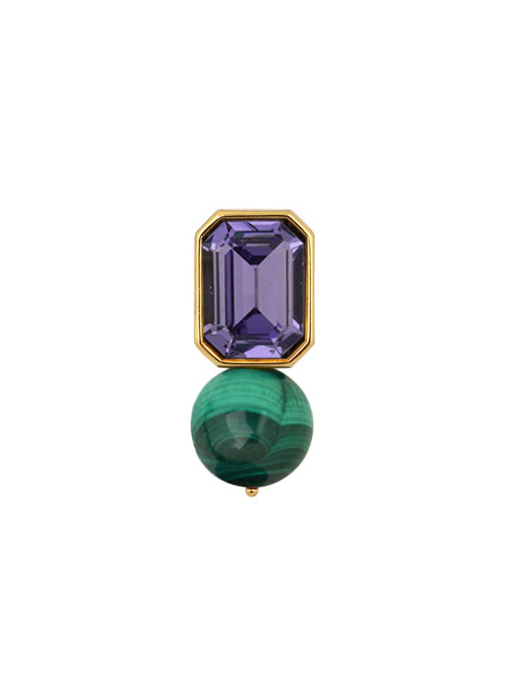 Bodrum Purple and Malachite Single Earring for wholesale by Ninon
