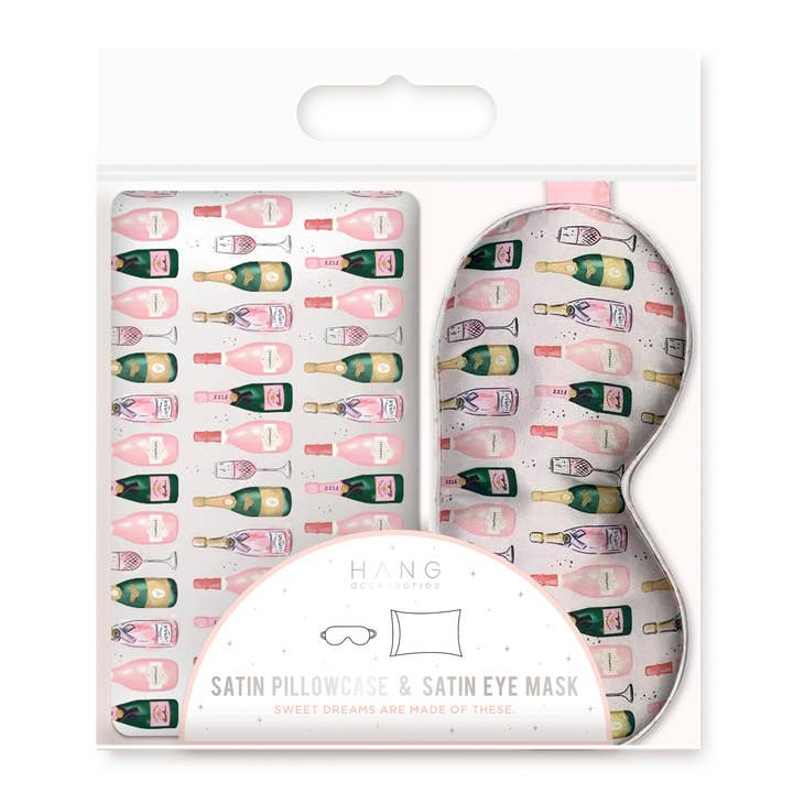 Hang Accessories - Wholesale Sleep/Eye Mask - Champagne Satin Eye Mask & Satin Pillowcase Set