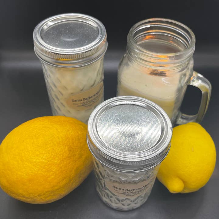 Santa Barbara Morning (Lemon) Coconut Soy Wax Crackling Wick Candle for wholesale by The Whiffletree Co