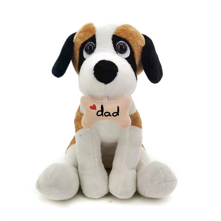 Plushland - Venta al por mayor Peluche - Niños y bebés - Beagle de peluche con hueso «papá» 7"