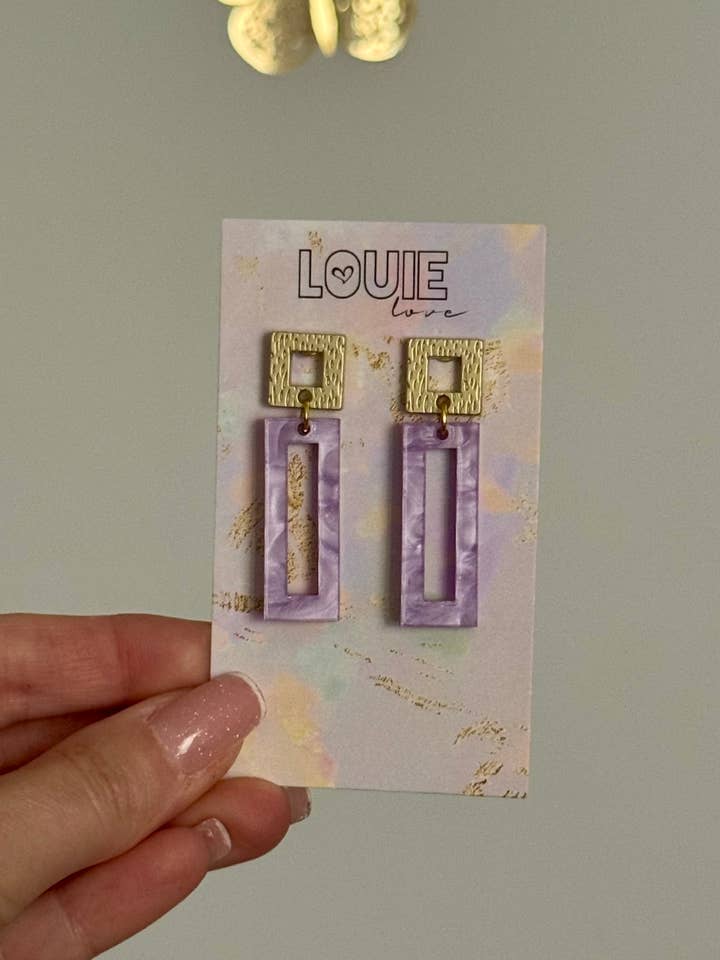 Purple & Gold Gameday Casual Everyday Earrings for wholesale by Louie Love