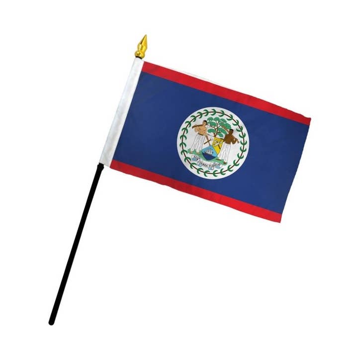 Flags Importer - Wholesale Flag - Belize 4x6in Stick Flag0