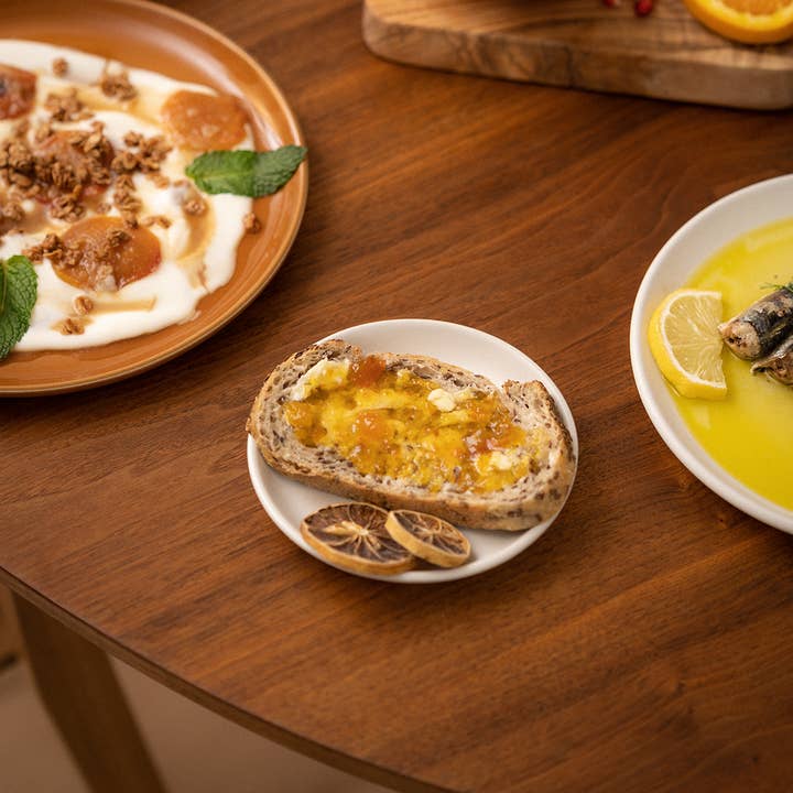 GHARYAN Stoneware & Olive Wood Tableware | Canada - Wholesale Dinner Plate - Handmade Stoneware Flat Side Plate | Edan 5.1"1