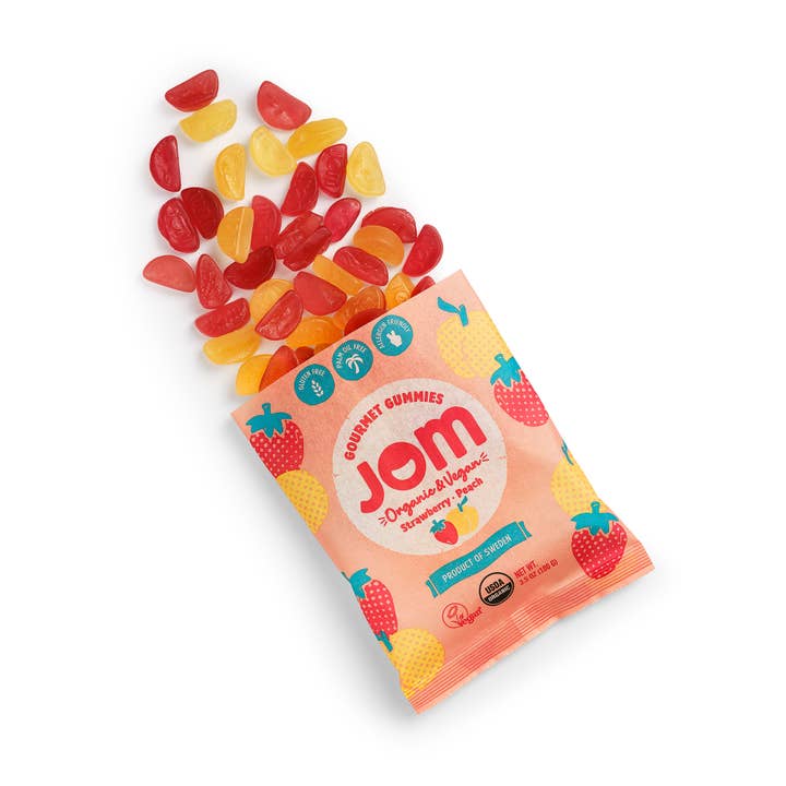 JOM - Wholesale Gummy - Swedish Organic and Vegan Strawberry & Peach Gummies