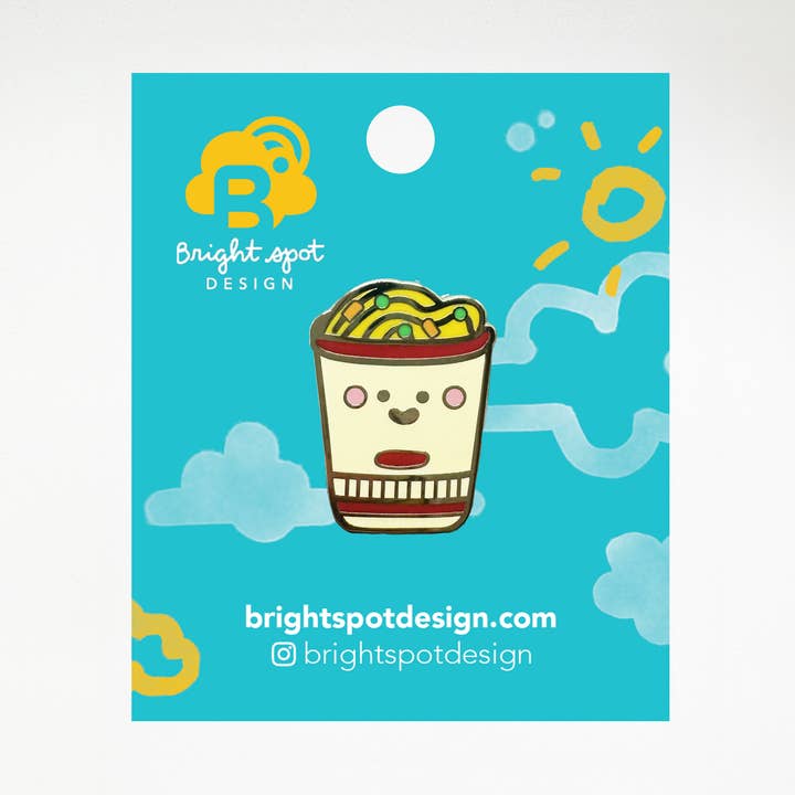 Nudelbecher Emaille-Pin für den Großhandel von Brightspot Design