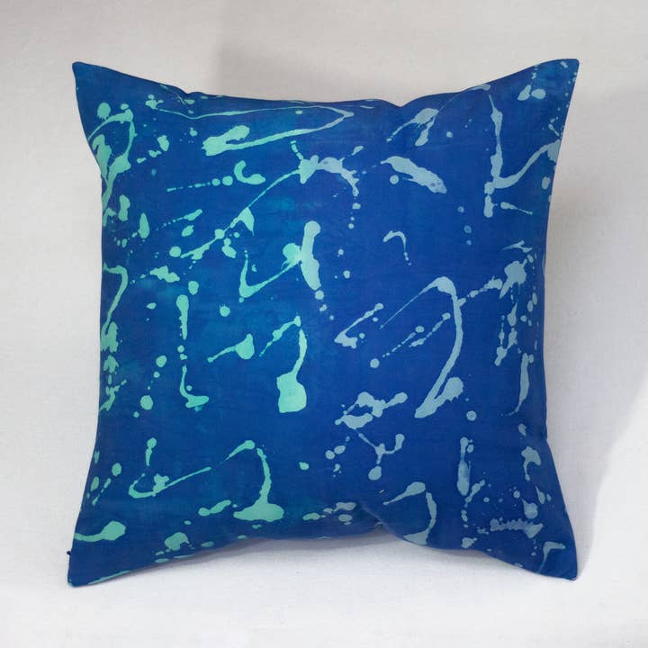 Hand Painted Pillow Covers Lightening Blue for wholesale by WinterSun + NuevoSol