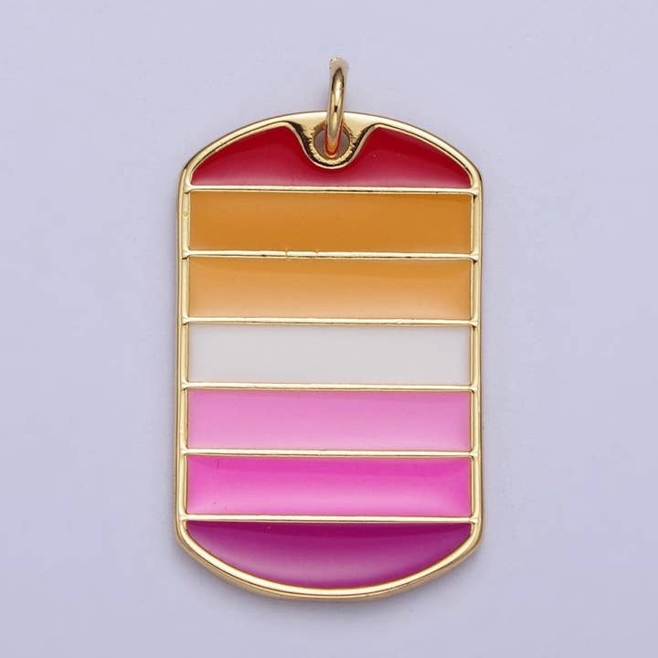 24K Gold Filled LGBTQ Lesbian Pride Gradient Enamel Tag Charm | M-496 for wholesale by Aim Eternal