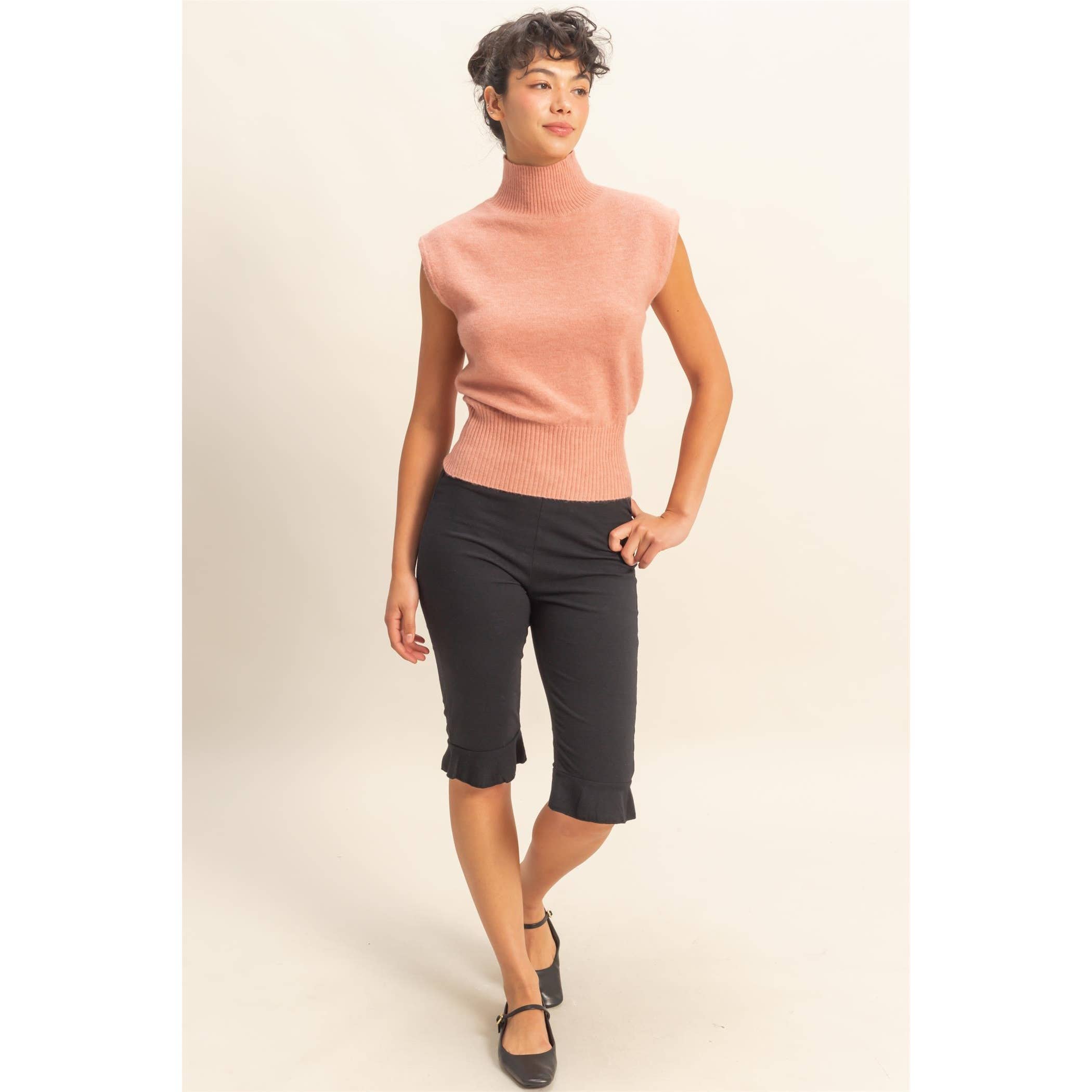 Double Zero – wholesale Pullovertröja - Dam – Ärmlös stickad topp med hög krage12