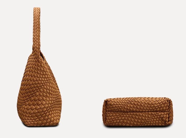 Sook Stainable – Großhandel Schultertasche – Damen – Mittelgroße Umhängetasche aus handgewebtem Neopren-Stoff und veganem Leder11