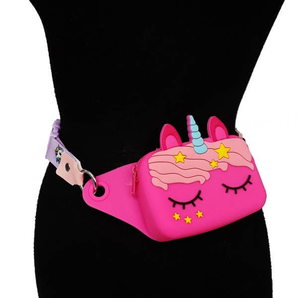 Cap Zone - Wholesale Belt Bag - Women's - Unicorn Silicone Zippered Strap Fanny Pack