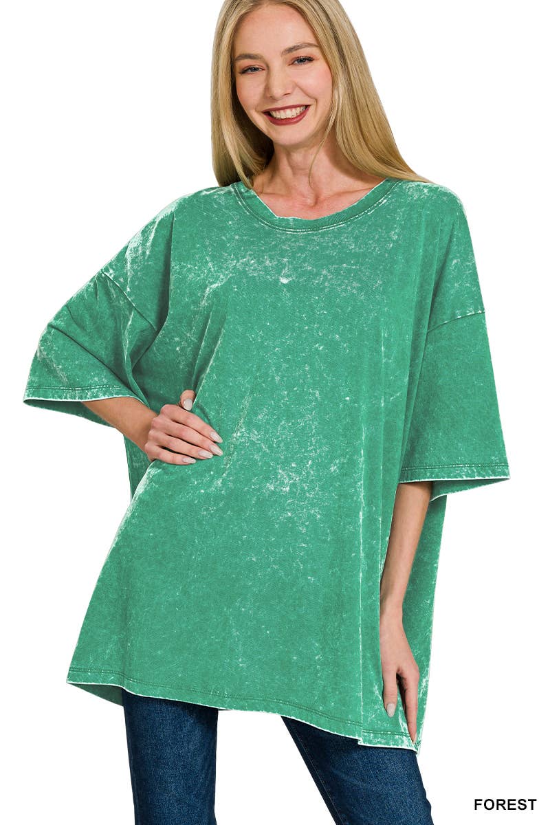 42POPS - Vente Haut en maille – femme - T-shirt en coton délavé à l'acide oversize SI-2430110