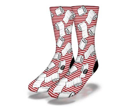 Savvy Sox - Wholesale Socks - Unisex - TOILET PAPER SCARCITY Funny Coronavirus Quarantine (Red)0