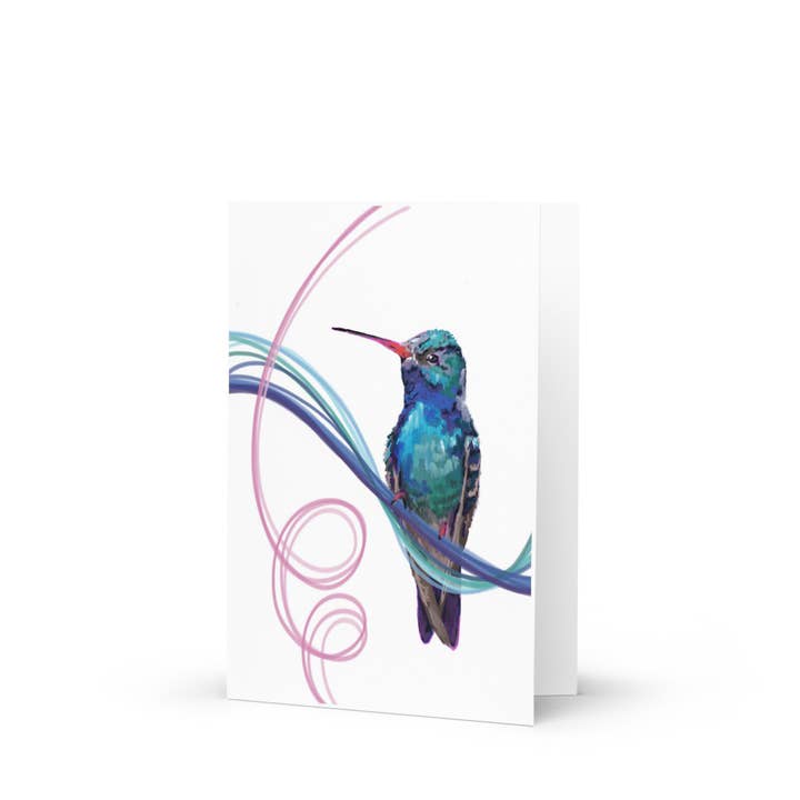 Sage -The Blue Hummingbird Greeting Card (Single Card) for wholesale by The Hummingbird and The Beagle