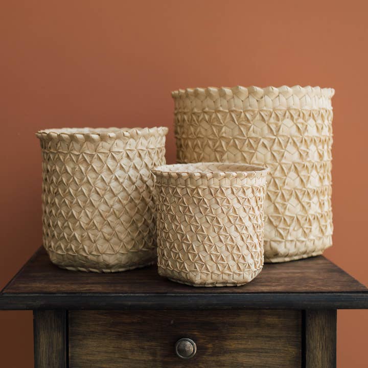 Cesta tradicional de palmyra tejida a mano para venta al por mayor de DUA