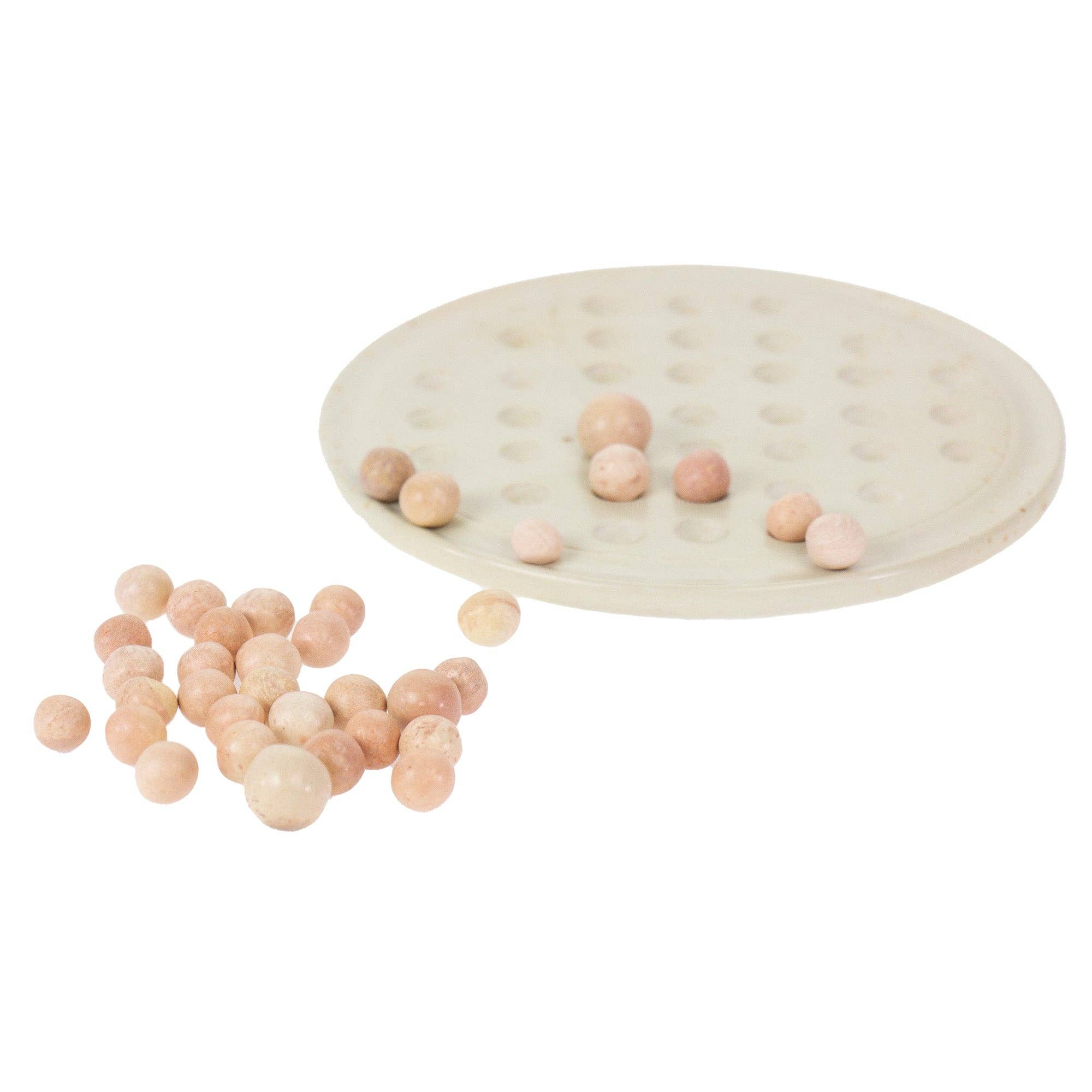 Global Crafts - Wholesale Board Game - Soapstone Round Solitaire Game with Marbles7