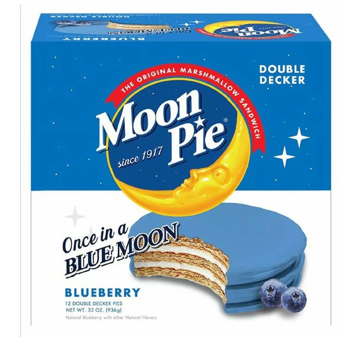Plateau de 12 Moon Pie Double Decker Myrtille 78 g pour la vente par Long Island Candy Factory