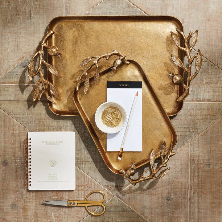 Gold Pomegranate Branch Trays for wholesale on Faire1
