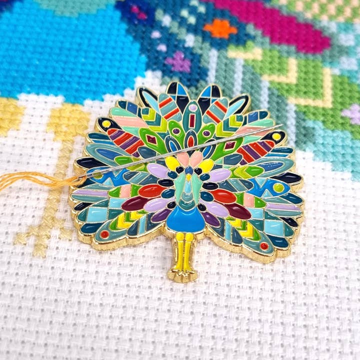 Mandala Peacock Needle Minder for Cross Stitch & Embroidery for wholesale by Meloca Designs