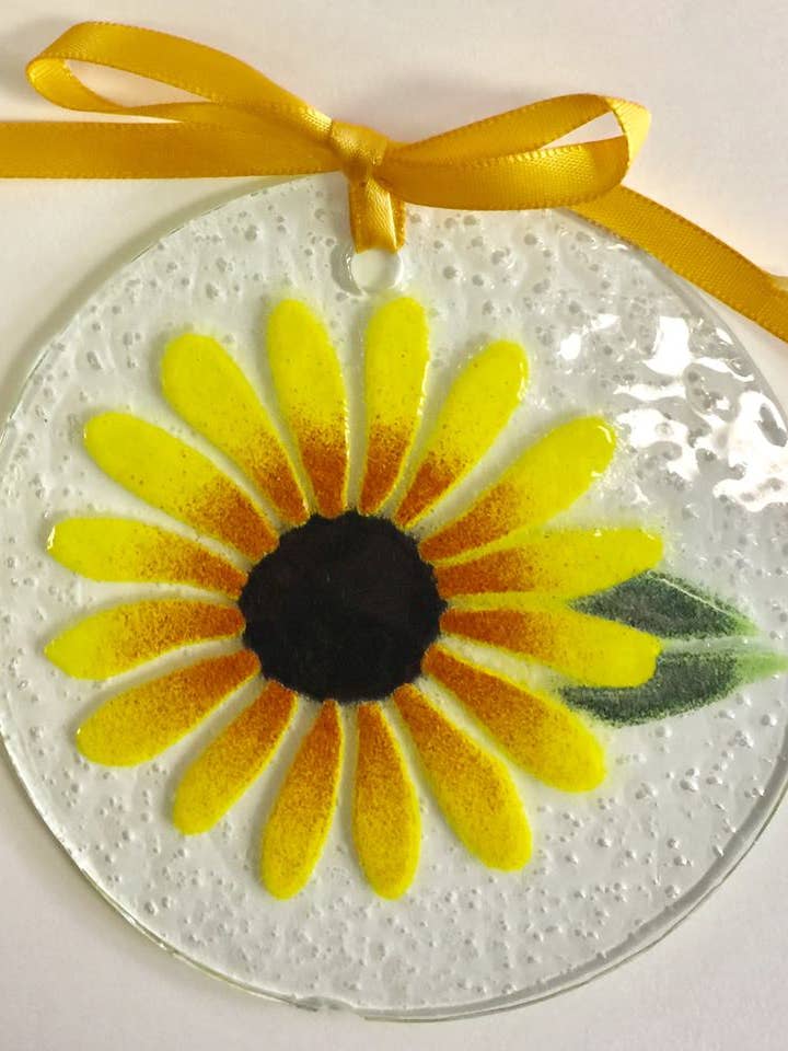 Black Eyed Susan Suncatcher/Ornament for wholesale by Folio Art Glass