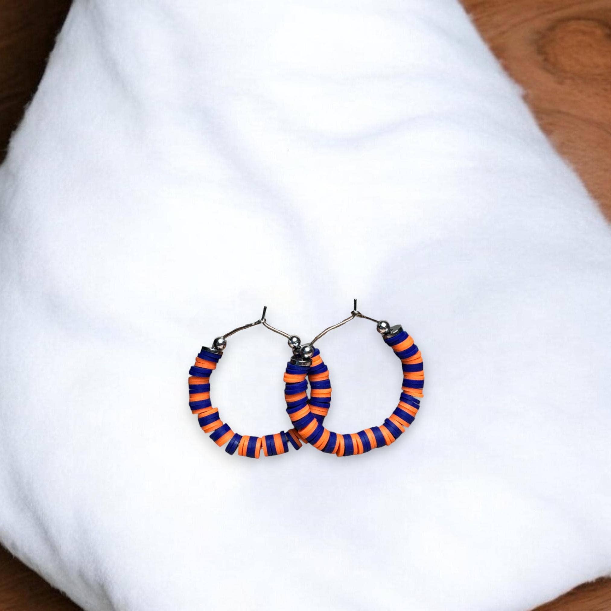 Fish Towne Designs, LLC - Wholesale Hoop Earrings - Blue and Orange Game Day Hoop Earrings4