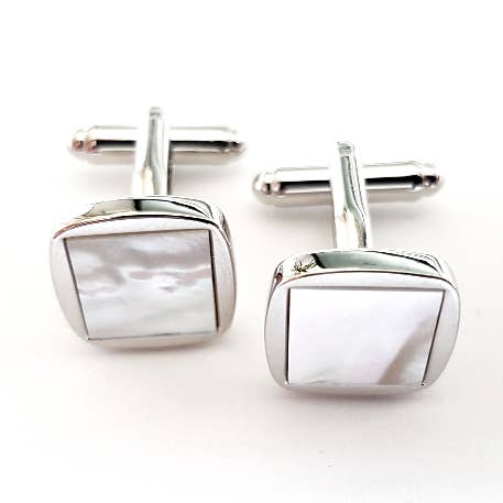 Mother of Pearl Cufflinks, Silver for wholesale by Mrlapel
