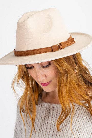 JOSSLYN by wall to wall - Wholesale Fedora - Women's - A VINTAGE CLASSIC FEDORA HAT BROWN TIE TRIM | 40HW3046