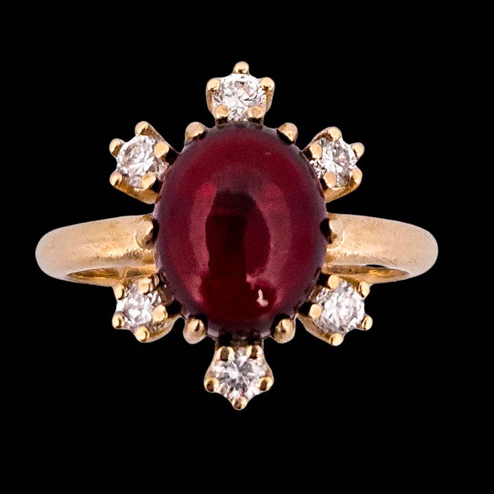 Anel Brilho Celestial - Ouro, Granada e Diamantes por atacado de Inchoo bijoux inc