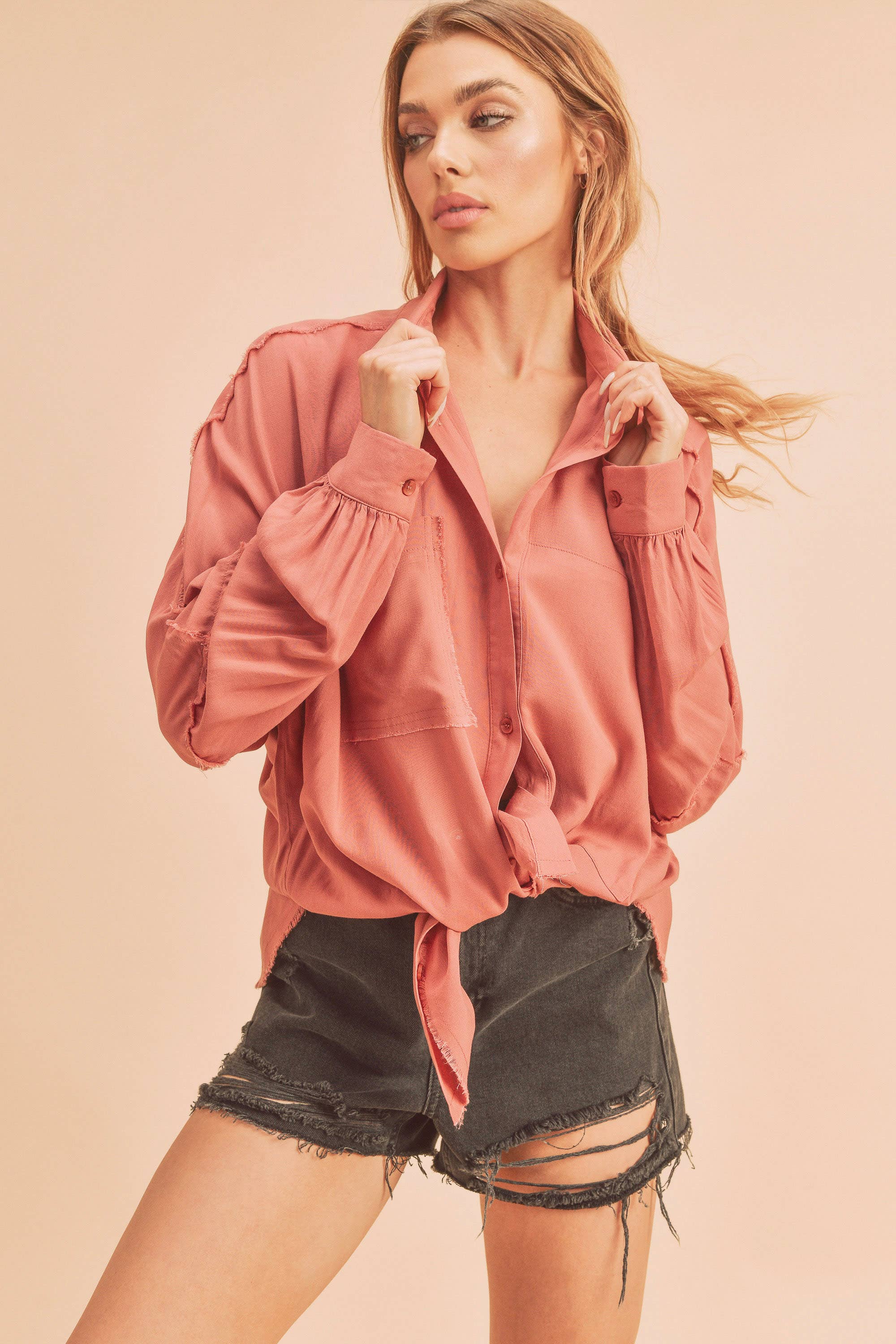 AEMI + CO - Wholesale Button Down Shirt - Women's - 879AK Delilah Shirt55